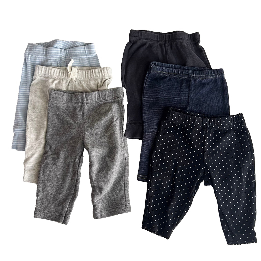 Carter's Baby Girl/Boy Size 3m Bottoms Lot Pants Blue Black Grey 6 piece